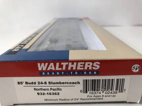 932-16362 Walthers Ho Burlington Route 85ft Budd 24-8 Slumbercoach Nib