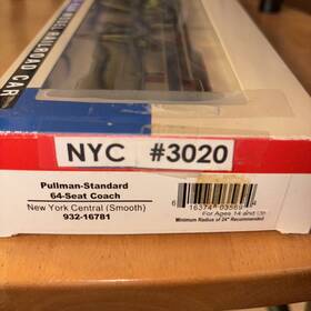 932-16781 Walthers Pullman Standard 64-seat Coach Passenger Car Nyc Ho Scale