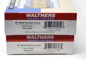 932-6314 Walthers 932-6394 Lot Of 2 - Union Pacific Passenger Coach Cars 46-seat 52-seat