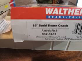 932-6483 Walthers Ho 85ft Budd Dome Coach Amtrak Phase 3 New In Box