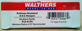 932-6705 Walthers Ho Scale Pullman Sleeper Passenger Car Southern Pacific Sp