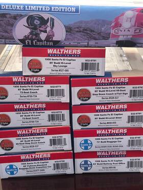 932-800 Walthers Deluxe Santa Fe Inch El Capitan Full 9 Car Set Ho Scale Plated With Figures Leds New