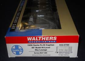 932-9780 Walthers Ho Santa Fe El Capitan 85ft Budd Hi-level Sky Lounge Series #527-580