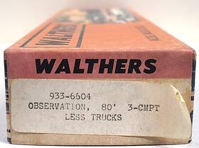 Walthers 933-6604 80ft Observation 3 Cmpt 2 Bdrm Ho Steel Sided Vintage Nos