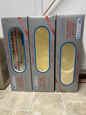 Williams 15&quot O Gauge Aluminum Amtrak Bi-level Lighted Passenger 3 Car Set Ex With Boxes