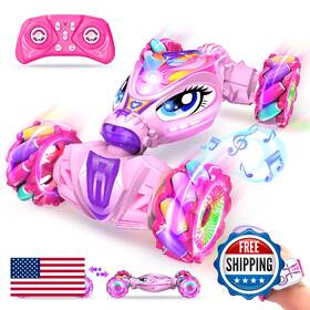 B0fncvqm81 Zhyllo Unicorn Remote Control Car For Girls Age 6-8-12 Pink Rc Gesture Sensing Stunt C