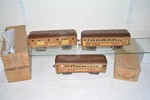 Lionel Prewar Standard Gauge, 309, 310, 312 Baby State Set Cars, Boxes, Bch. Fixed Price $325.00.
