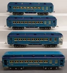 Lionel 6-13408 Std Gauge Blue Comet Passenger Set #1420, #1421, #1422, #4423 Ex. Fixed Price $1357.99.