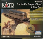Gauge Kato #106-6001 Santa Fe Super Chief 4-CAR Set Toy Good. Fixed Price $195.00.