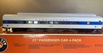 Lionel 1927360 Long Island Railroad Lirr 21" 4 Pack Passenger Set. Fixed Price $650.00.