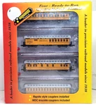 Roundhouse 89414 50' Overland D&rgw 4-CAR Pass(rapid+knuc Cplrs+mtlwhls)nib #8. Fixed Price $139.95.