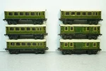 Trix Express 4 21-152 (1935) Coaches & 21-151 Baggage Cars. Fixed Price $95.00.