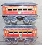 American Flyer Prewar O Gauge 2- 1201 Pullman Red Passenger Car Set B2. Fixed Price $50.00.