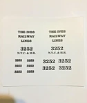 Ives Gauge 3252 Loco Engine (not Included) Black Letter Water Decals Look!. Fixed Price $8.00.