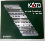 Kato Scale 106-3515 Amtrak Superliner Phase Ivb 4 Car Set. Fixed Price $199.00.