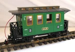 Scale - Lgb Green 3RD Class Passenger Coach Car 3010 With Light Rare. Fixed Price $69.00.