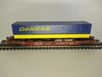 Roco Ho 46350-59 4AXLE Brown Eurofima Well Car With Danzas Trailer. Fixed Price $35.95.