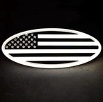 Lighted Oval American Flag Grille Emblem. CHROME(9 ). Fixed Price $122.33.