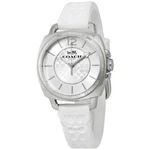 Coach Women Signature Boyfriend White Logo Rubber Strap Watch 34MM 14502093. Fixed Price $95.00.