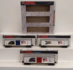Lionel 6-19599 Gauge Old Glory Series Boxcars (set Of 3) Nib. Fixed Price $31.67.