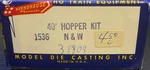 Roundhouse - 40' Hopper Norfolk & Western 38809 1536 SWD3. Fixed Price $12.50.