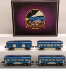 Mth Tinplate Two Tone Blue 4-CAR Gauge 2600 Series Passenger Set 10-8009 Nib!!. Fixed Price $429.95.