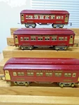 Three American Flyer Prewar Wide Gauge 4331 Lighted Passenger Cars Brass Journal. Fixed Price $299.00.