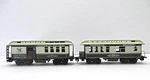 Roundhouse Pair Built Central Pacific 36' Old Time Overton Passenger Cars. Fixed Price $42.50.