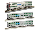 Kato 106-8703-1 Scale Gallery Bi-level Commuter Train Metra Car Set With Led. Fixed Price $169.99.