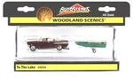 Ho Scale Woodland Scenics Autoscenes AS5544 The Lake Red Coupe Boat W/trailer. Fixed Price $31.44.