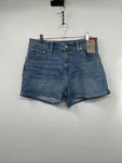 Levi's Shorts Womens 31 Blue Denim Stretch Medium Wash Mid Rise A-line Y2K Nwt. Fixed Price $13.99.
