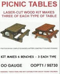 95730 Set Of 6 (3 Each Type) Laser Cut Oo Scale Picnic Tables Suit Peco / Hornby. Fixed Price $13.47.