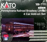 Kato 106-7111 Pennsylvania Railroad Broadway Limited 4 Car Add On Set. Fixed Price $219.99.