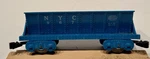 Marx 967 Nyc Blue Plastic Side Dump Car - 4 Wheel Knuckle Couplers. Fixed Price $200.00.