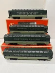 Lionel 19167 - 19170 Northern Pacific Vista Dome Aluminum 4 Car Passenger Set. Fixed Price $299.00.