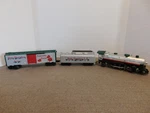 Lionel Gauge Winter Wonderland Rr Locomotive, Whistle Tender, Box Car. Fixed Price $125.00.