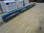 Mth Blue Comet Standard Gauge Passenger Car Set With Boxes, 420, 421, 422, 1423. Fixed Price $945.00.