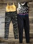 Nike Women's Sports Bra & Leggings Set Black Gold Yellow Dri-fit Athletic. Fixed Price $40.00.