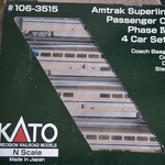 Kato Scale Train Amtrak Superliner #106-3515 Passenger 4 Car Set. Fixed Price $172.88.