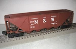 Lionel 6-9111 Norfolk & Western Quad Hopper Car Brown 1972. Fixed Price $17.95.