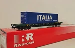 Rivarossi Hr 6617FS Flat Car Sgnss With Container Boxes 45" Forza Azzurri. Fixed Price $73.39.