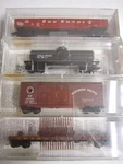 Micro Trains 23252 Bn Merger Set #5 Fallen Flags Np Sp&s Gn Cb&q 4 Pk. Fixed Price $47.95.