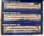 Rapido Ho Mbta Comet Commuter 3-PACK First Run #1634 Cab Car, #607/620 Coach. Fixed Price $505.00.