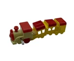 Vtg Bandai Wind-up Toy Train Engine With Carriages 5" Long Red Yellow Works. Fixed Price $16.85.