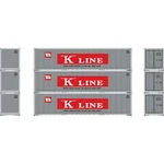 New Athearn 40' Smooth Side Containers K Line (3) Ho Scale. Fixed Price $41.99.