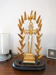 Rare Crucifix Under Globe Work Late 19TH Century In Wood, Brass And Biscuit. Fixed Price $375.02.