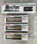 Lionel Gauge 4-4-0 Steam Loco & Tender Rock Island Peoria Set 6-8004. Fixed Price $210.00.