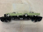Rail King 30-7613 Mth Auto Transport Flatcar W/2 Green '57 T-birds, Lnib. Fixed Price $49.00.