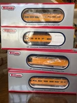 Vintage Williams By Bachmann, 4 Aluminum Streamline Passenger Carss Nib. Fixed Price $280.00.