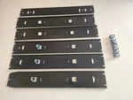 Lot Of 6 Williams Gauge Black Metal Pass Car Frames & 10 Light Sockets 14 5/8". Fixed Price $47.99.